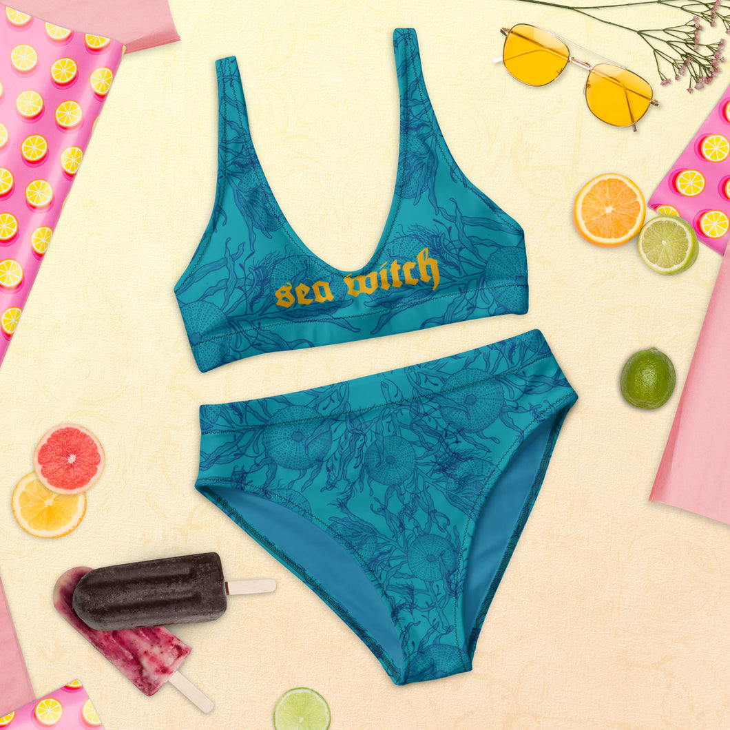 Sea witch cute illustrated made to order Recycled high-waisted bikini
