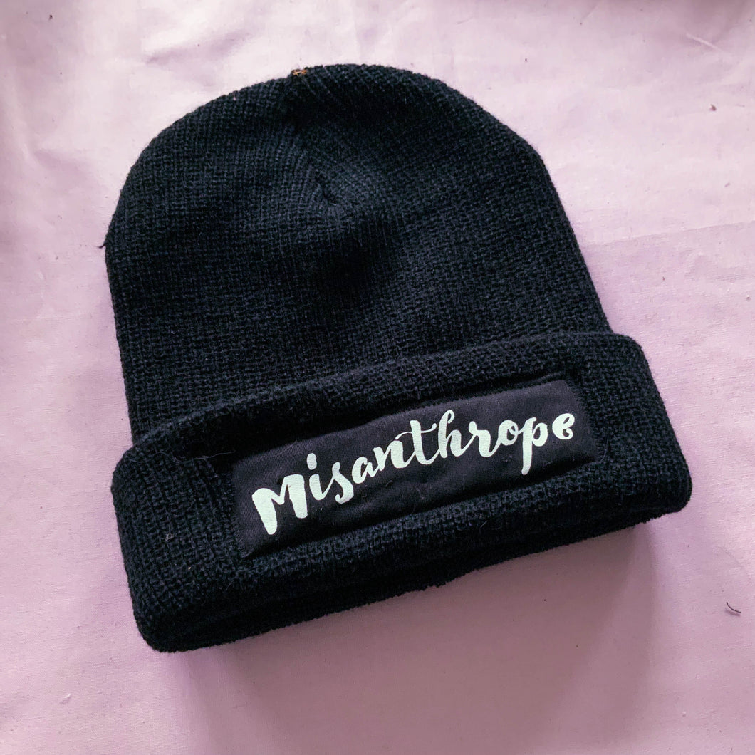 Hand printed Beanie Hats with Patches