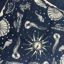 Lade das Bild in den Galerie-Viewer, Mermaid &amp; Sea Creatures - Vintage Illustrations on Cotton Bandana/Scarf
