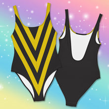 Load image into Gallery viewer, Hogwarts House of Hufflepuff - Black &amp; Yellow One-Piece Swimsuit
