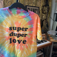 Load image into Gallery viewer, Super Duper Love - Tie Die, two colour hand printed tshirt - ScreenGirl Merch
