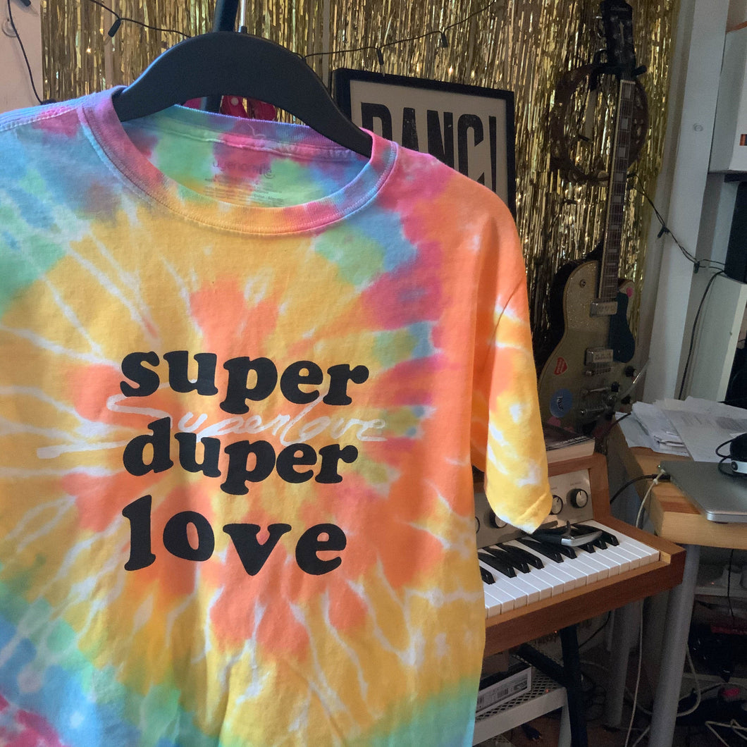 Super Duper Love - Tie Die, two colour hand printed tshirt - ScreenGirl Merch