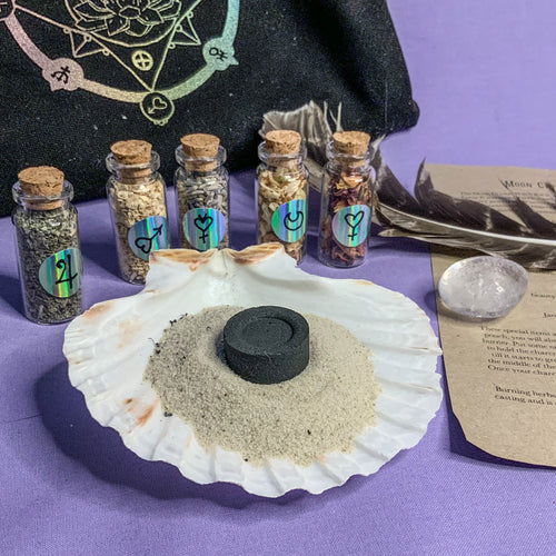 Moon Crystal Beginner baby Witch Kit starter set incense herbs altar pagan Wicca witchcraft planets - ScreenGirl Merch