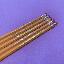Load image into Gallery viewer, Buffy Pencils back to school | BtVS quotes | gold engraved pencil | quote pencil | tv series pop culture - ScreenGirl Merch

