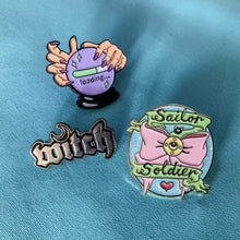 Load image into Gallery viewer, Feminist and magical Enamel Pins set special offer | buy 2 get one at 75% off - ScreenGirl Merch
