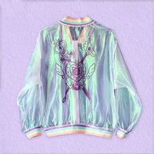 Load image into Gallery viewer, Magical Girl Boy Iridescent Organza Hand Printed Bomber Jacket
