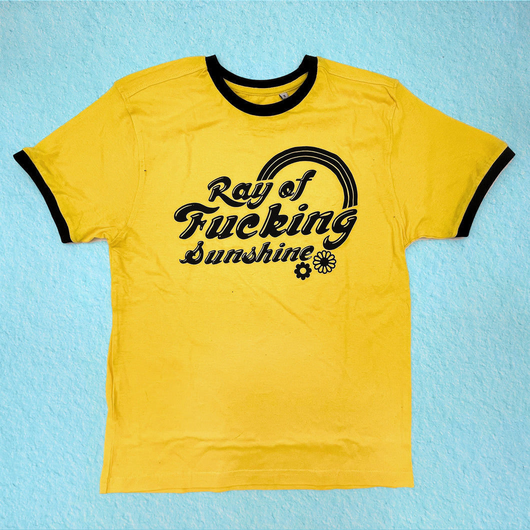 Ray of Fucking Sunshine Hand-printed Cotton T-shirt